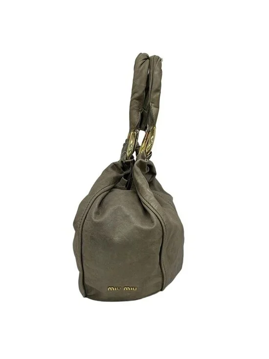 Miu Miu Tote Gray Beige Leather - Picture 4 of 15